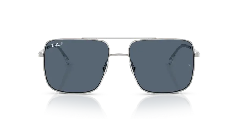 Ray - Ban Unisex RB3758 ARI 003/2V Occhiali da sole Metallo Argento Blu Squadrata Polarizzata miniatura 2