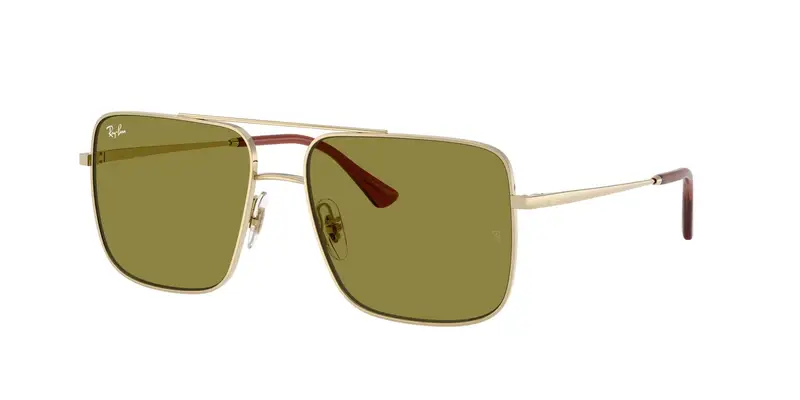Ray - Ban Unisex RB3758 ARI 9213/2 Occhiali da sole Metallo Oro Verde Squadrata Normale