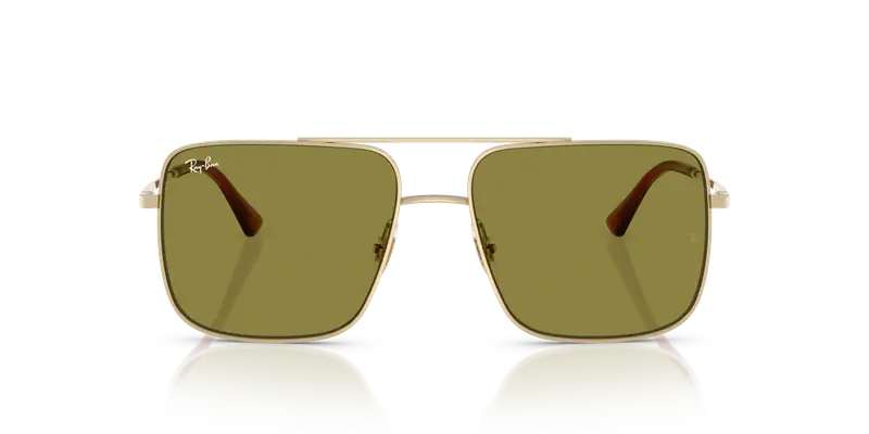 Ray - Ban Unisex RB3758 ARI 9213/2 Occhiali da sole Metallo Oro Verde Squadrata Normale miniatura 2