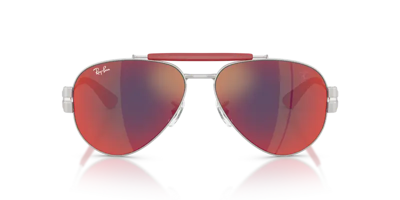 Ray - Ban Unisex RB3762M F1256P Occhiali da sole Metallo Argento Grigio Pantos Specchiate miniatura 2