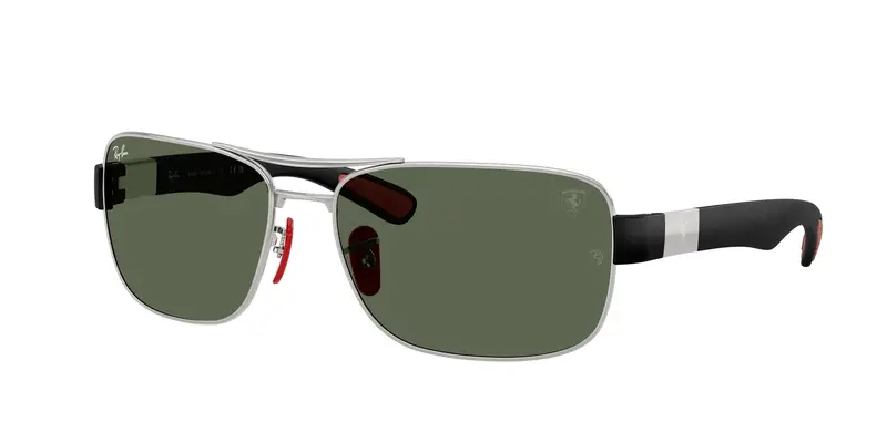 Ray - Ban Unisex RB3763M  F03171 Occhiali da sole Metallo Argento Verde Squadrata Normale