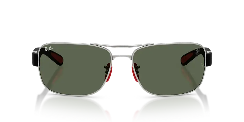 Ray - Ban Unisex RB3763M F03171 Occhiali da sole Metallo Argento Verde Squadrata Normale miniatura 2