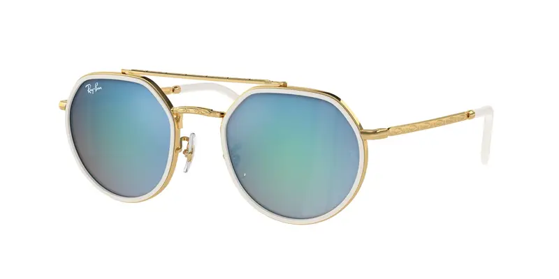 Ray - Ban Unisex RB3765  001/4O Occhiali da sole Metallo Oro Blu Geometrica Normale Specchiato