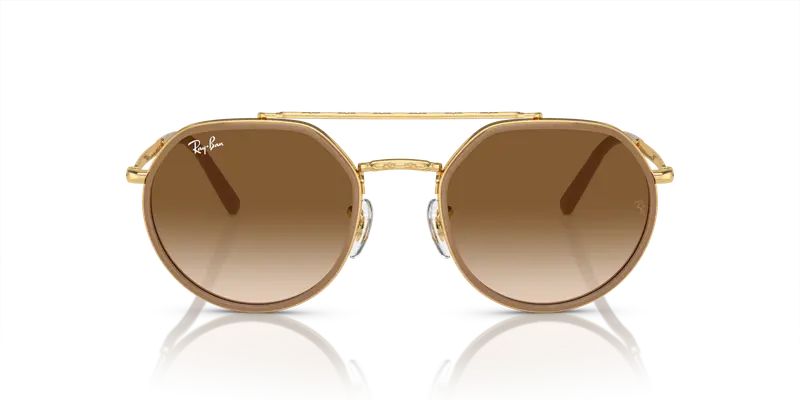 Ray - Ban Unisex RB3765 001/51 Occhiali da sole Metallo Oro Marrone Geometrica Normale Sfumato miniatura 2