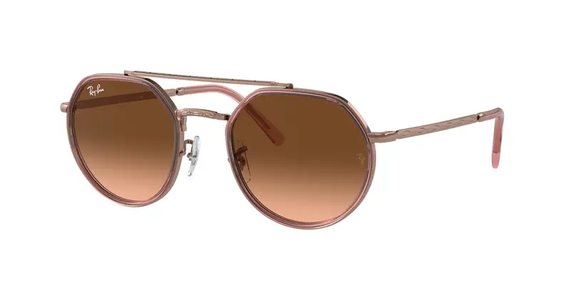 Ray - Ban Unisex RB3765  9069A5 Occhiali da sole Metallo Bronzo Rosa Geometrica Normale Sfumato