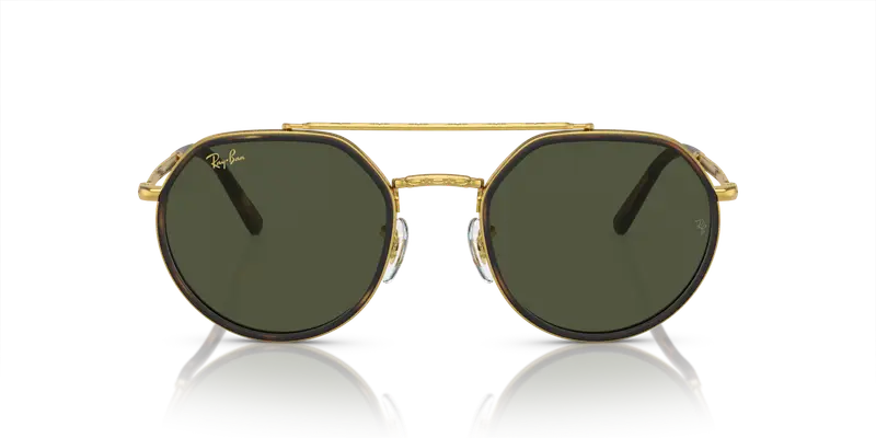 Ray - Ban Unisex RB3765 919631 Occhiali da sole Metallo Oro Verde Geometrica Normale miniatura 2