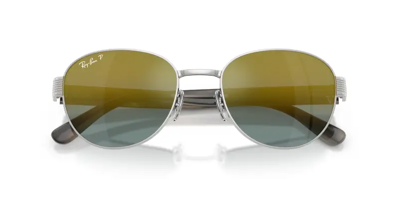 Unisex RB3766CH 003/J0 Occhiali da sole Metallo Argento Oro Squadrata Polarizzata Sfumato miniatura 2