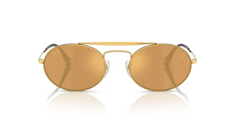 Unisex RB3775M F133W4 Occhiali da sole Metallo Oro Marrone Rotonda Specchiate miniatura 3