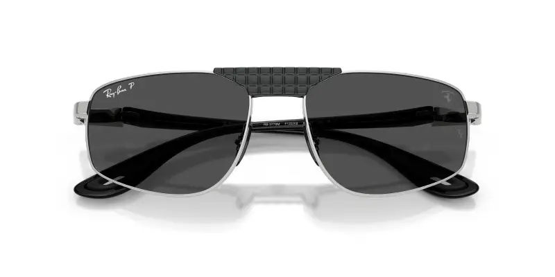 Unisex RB3776M F122K8 Occhiali da sole Metallo Argento Grigio Geometrica Polarizzata miniatura 2