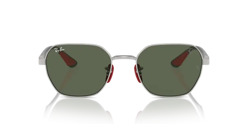 Ray - Ban Unisex RB3794M F03171 Occhiali da sole Metallo Argento Verde Geometrica Normale miniatura 2