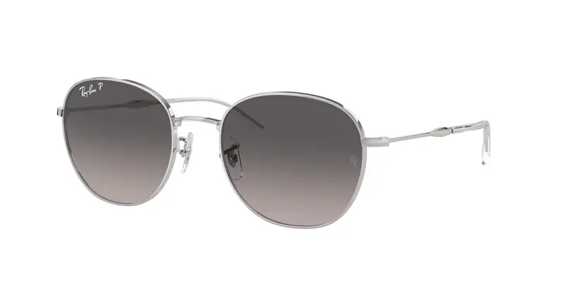 Ray - Ban Unisex RB3809  003/M3 Occhiali da sole Metallo Argento Grigio Pantos Polarizzata Sfumato