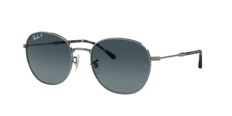 Ray - Ban Unisex RB3809  004/S3 Occhiali da sole Metallo Grigio Blu Pantos Polarizzata Sfumato