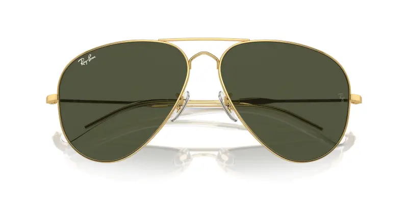 Unisex RB3825 OLD AVIATOR 001/31 Occhiali da sole Metallo Oro Verde Pilot Normale miniatura 2