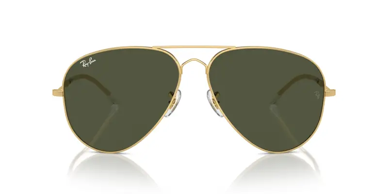 Unisex RB3825 OLD AVIATOR 001/31 Occhiali da sole Metallo Oro Verde Pilot Normale miniatura 3