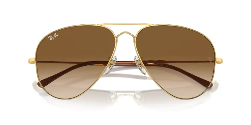 Unisex RB3825 OLD AVIATOR 001/51 Occhiali da sole Metallo Oro Marrone Pilot Normale Sfumato miniatura 2