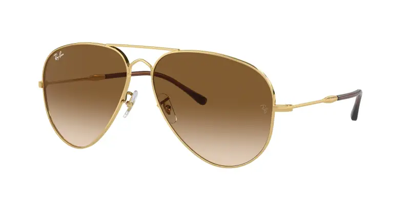 Unisex RB3825 OLD AVIATOR 001/51 Occhiali da sole Metallo Oro Marrone Pilot Normale Sfumato