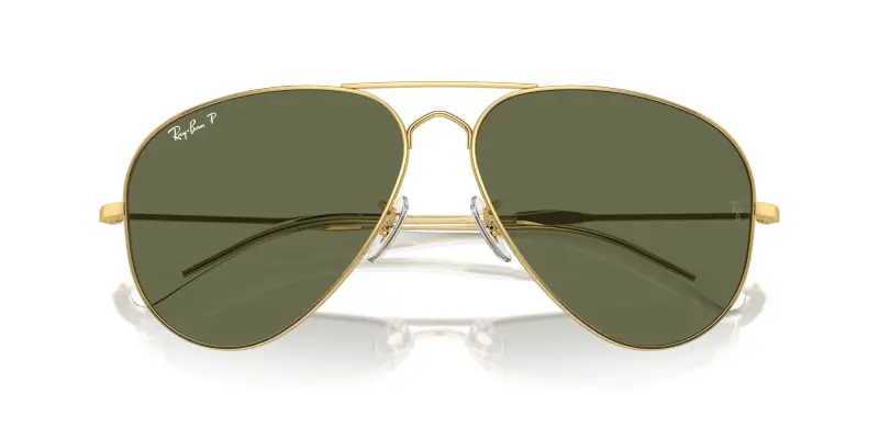 Unisex RB3825 OLD AVIATOR 001/58 Occhiali da sole Metallo Oro Verde Pilot Polarizzata miniatura 2