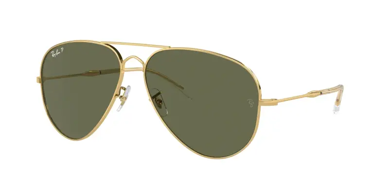 Unisex RB3825 OLD AVIATOR 001/58 Occhiali da sole Metallo Oro Verde Pilot Polarizzata