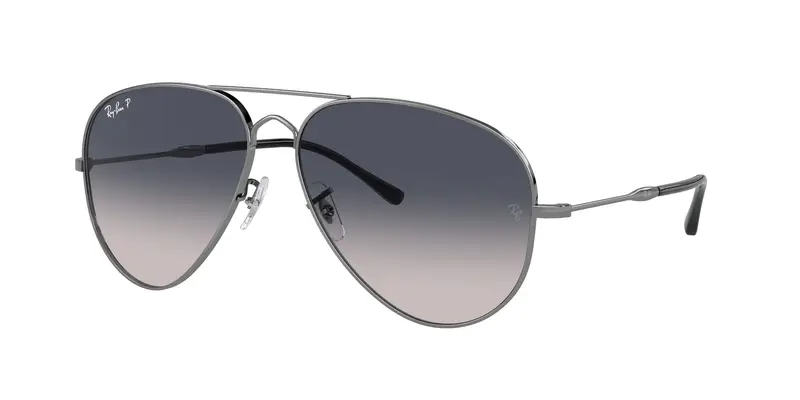Ray - Ban Unisex RB3825 OLD AVIATOR 004/78 Occhiali da sole Metallo Grigio Blu Pilot Polarizzata Sfumato