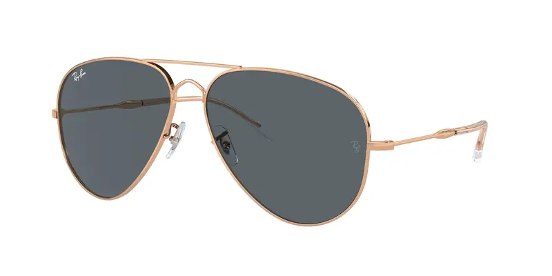 Ray - Ban Unisex RB3825 OLD AVIATOR 9202R5 Occhiali da sole Metallo Oro Blu Pilot Normale Antiriflesso