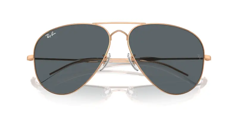 Unisex RB3825 OLD AVIATOR 9202R5 Occhiali da sole Metallo Oro Blu Pilot Normale Antiriflesso miniatura 2