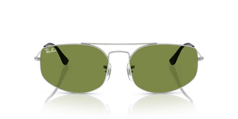Ray - Ban Unisex RB3845 EXPLORER 5 003/4E Occhiali da sole Metallo Argento Verde Geometrica Normale miniatura 2