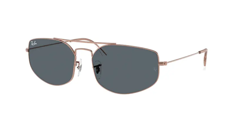 Ray - Ban Unisex RB3845 EXPLORER 5 9035R5 Occhiali da sole Metallo Bronzo Blu Geometrica Normale