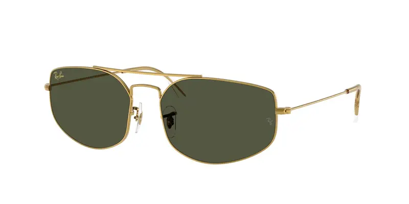 Ray - Ban Unisex RB3845 EXPLORER 5 919631 Occhiali da sole Metallo Oro Verde G15 Geometrica Normale