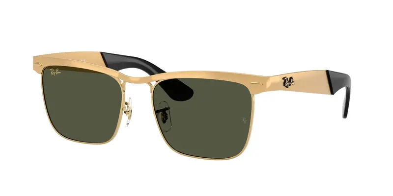 Ray - Ban Unisex RB3875 WAYFARER DELUXE 927633 Occhiali da sole Metallo Oro Verde Squadrata Normale