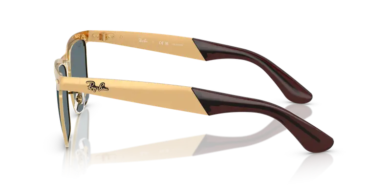 Ray - Ban Unisex RB3875 WAYFARER DELUXE 92763R Occhiali da sole Metallo Oro Blu Squadrata Polarizzata miniatura 3