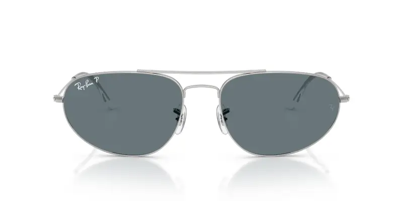 Unisex RB3945 003/3R Occhiali da sole Metallo Argento Blu Geometrica Polarizzata miniatura 3