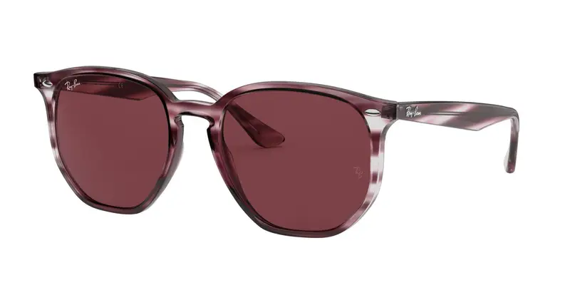 Ray - Ban Unisex RB4306  643175 Occhiali da sole Acetato Rosso Viola Geometrica Normale