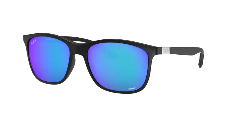 Ray - Ban Unisex RB4330CH CHROMANCE 601SA1 Occhiali da sole Iniettato Nero Blu Squadrata Polarizzata Specchiato