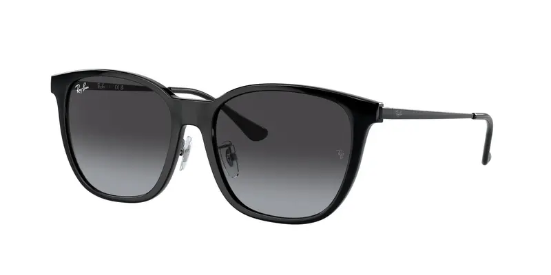 Ray - Ban Unisex RB4333D  601/8G Occhiali da sole Iniettato Nero Grigio Squadrata Normale Sfumato