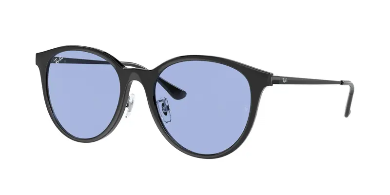 Ray - Ban Unisex RB4334D 601/80 Occhiali da sole Iniettato Nero Blu Squadrata Normale
