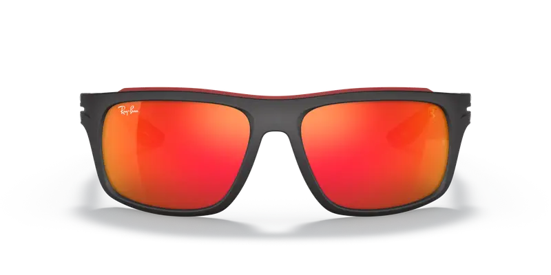 Ray - Ban Unisex RB4364M F6026Q Occhiali da sole Nylon Nero Rosso Squadrata Normale miniatura 2