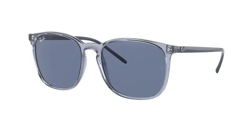 Ray - Ban Unisex RB4387 639980 Occhiali da sole Iniettato Blu Blu Squadrata Normale