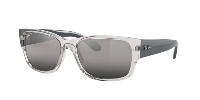 Ray - Ban Unisex RB4388 6647G3 Occhiali da sole Plastica Grigio Grigio Squadrata Polarizzata Specchiato
