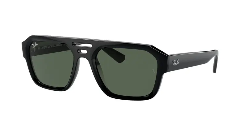 Ray - Ban Unisex RB4397 CORRIGAN 667771 Occhiali da sole Acetato Nero Verde Geometrica Normale