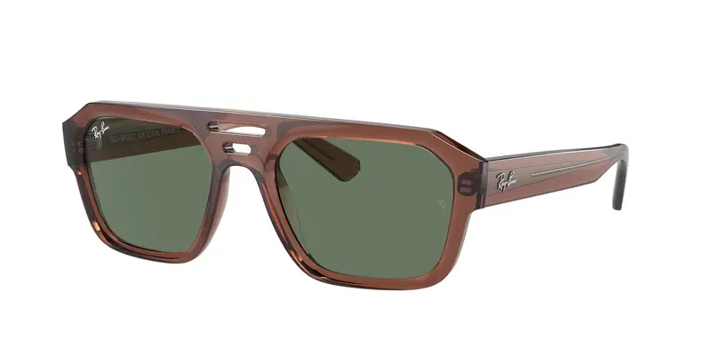 Ray - Ban Unisex RB4397 CORRIGAN 667882 Occhiali da sole Acetato Marrone Verde Geometrica Normale