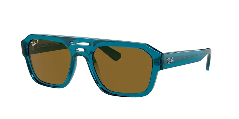 Ray - Ban Unisex RB4397 CORRIGAN 668383 Occhiali da sole Acetato Blu Marrone Geometrica Polarizzata