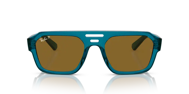 Ray - Ban Unisex RB4397 CORRIGAN 668383 Occhiali da sole Acetato Blu Marrone Geometrica Polarizzata miniatura 2