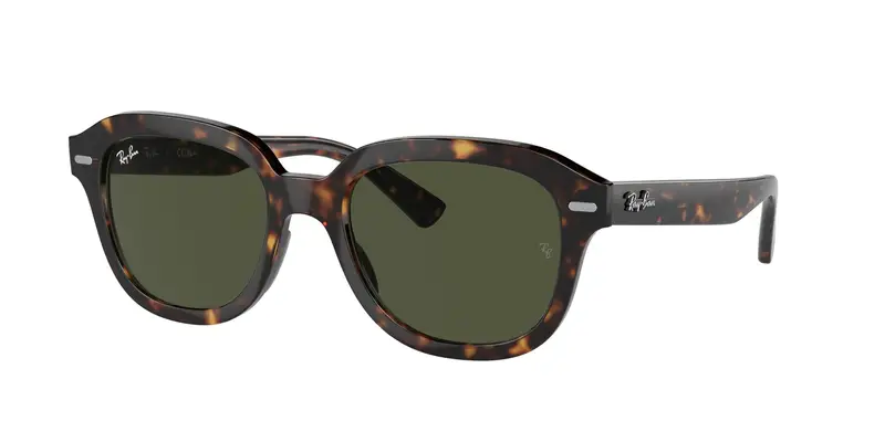Ray - Ban Unisex RB4398 ERIK 902/31 Occhiali da sole Acetato Tartaruga Verde Squadrata Normale