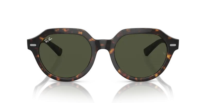 Ray - Ban Unisex RB4399 GINA 902/31 Occhiali da sole Iniettato Tartaruga Verde Squadrata Normale miniatura 2