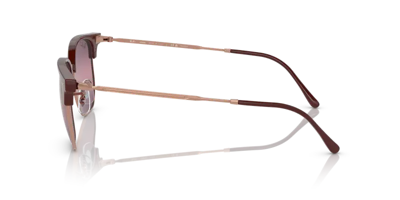 Ray - Ban Unisex RB4416 NEW CLUBMASTER 6654G9 Occhiali da sole Acetato Rosso Oro Geometrica Polarizzata miniatura 3