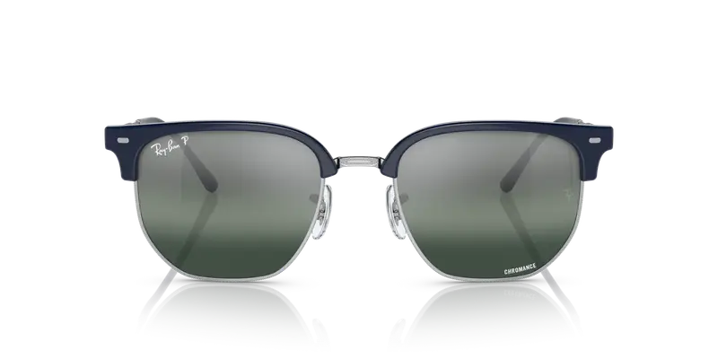 Ray - Ban Unisex RB4416 NEW CLUBMASTER 6656G6 Occhiali da sole Acetato Blu Argento Geometrica Polarizzata miniatura 2