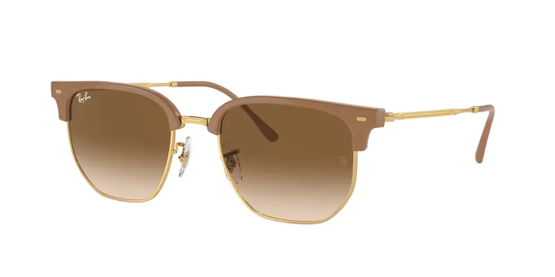 Ray - Ban Unisex RB4416 NEW CLUBMASTER 672151 Occhiali da sole Acetato Beige Marrone Geometrica Normale Sfumato