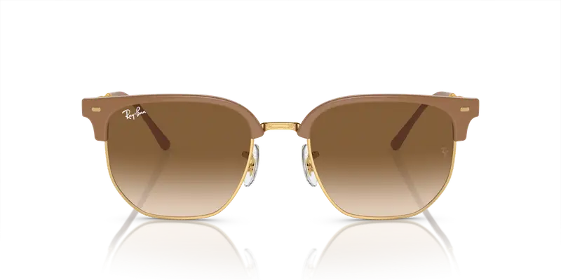 Ray - Ban Unisex RB4416 NEW CLUBMASTER 672151 Occhiali da sole Acetato Beige Marrone Geometrica Normale Sfumato miniatura 2