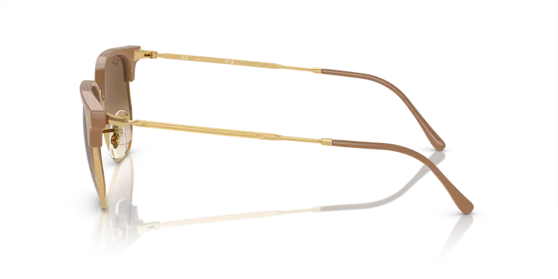 Ray - Ban Unisex RB4416 NEW CLUBMASTER 672151 Occhiali da sole Acetato Beige Marrone Geometrica Normale Sfumato miniatura 3