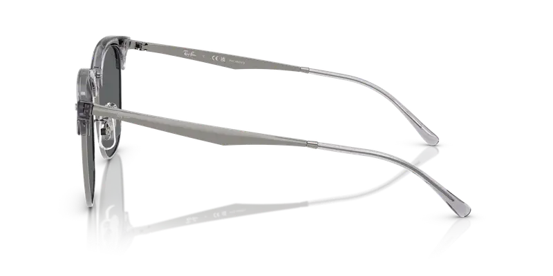 Ray - Ban Unisex RB4418D 679281 Occhiali da sole Iniettato Trasparente Grigio Squadrata Polarizzata miniatura 3